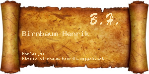 Birnbaum Henrik névjegykártya